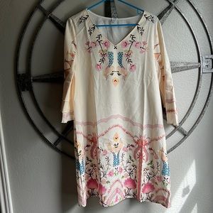 Cream 3/4 sleeve dress